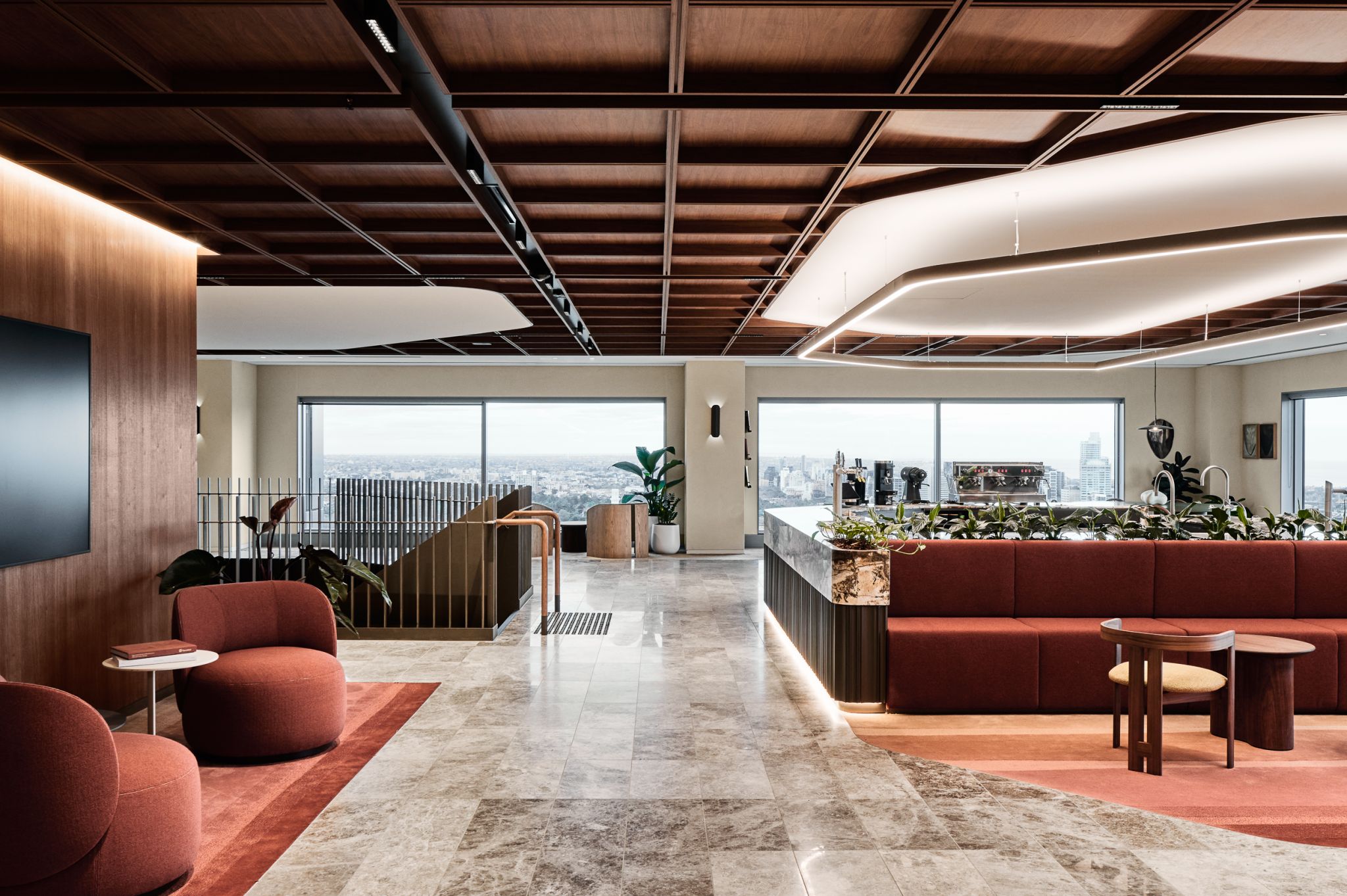 Commercial flooring project - completed office fit-out with large-format flooring, Melbourne